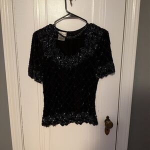 Stenay Black and Silver Beaded Blouse